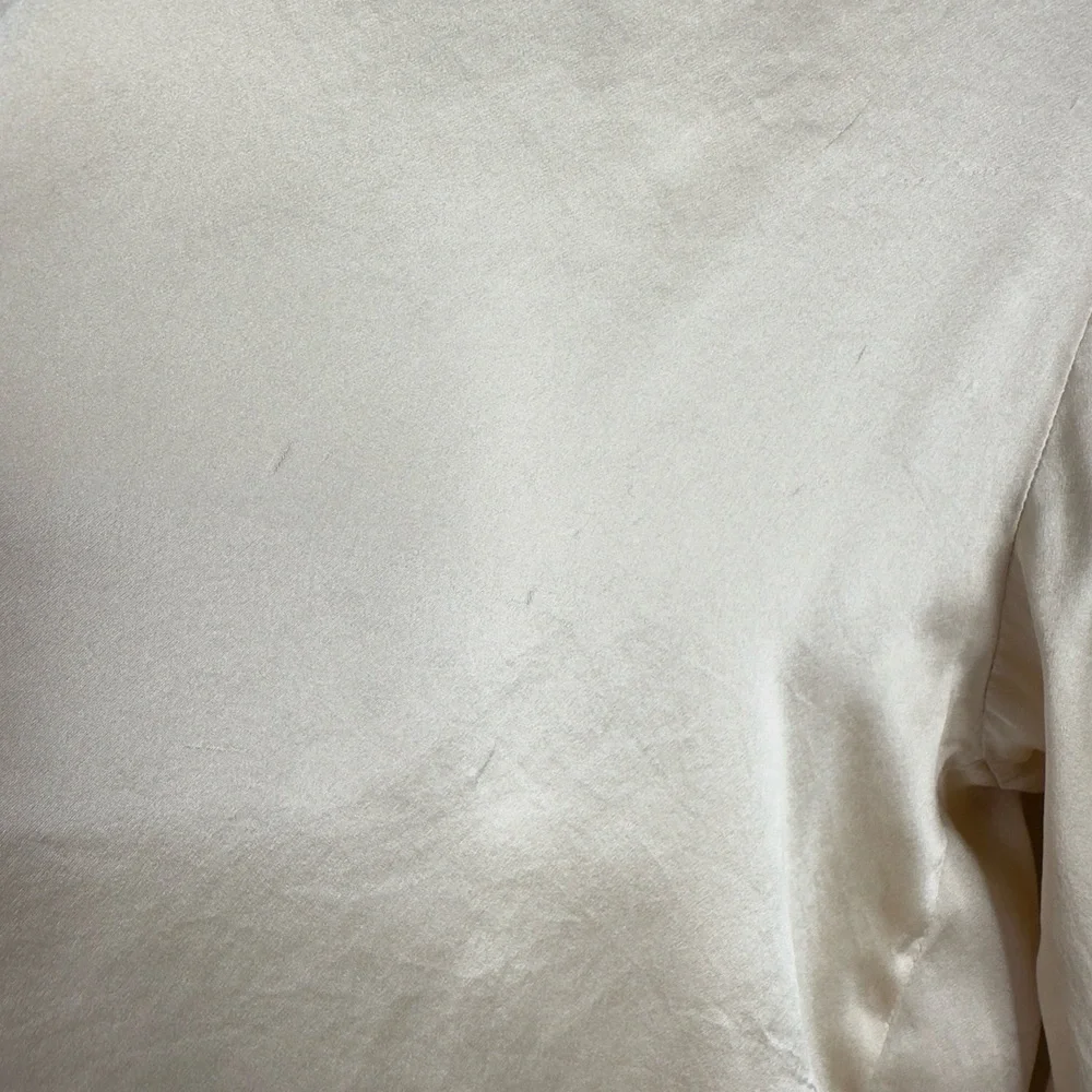 Studio Laperla Robe Womens Size 4 Beige Silk Short Sleeve‎ Romantic Sleepwear